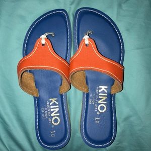 Kino Orange and Blue Flip Flops